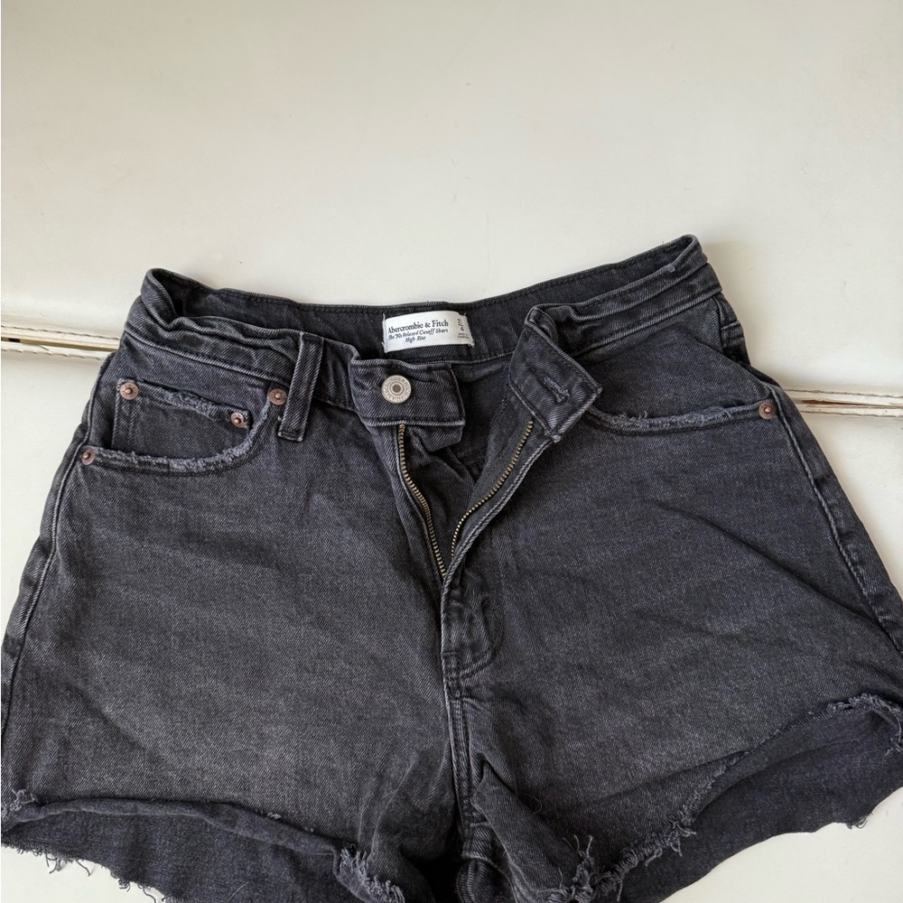 Abercrombie and Fitch 90s relaxed Cutoff shorts- black denim
